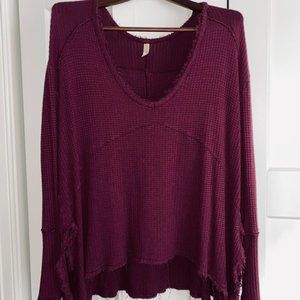 Free People Maroon Long Sleeve Top